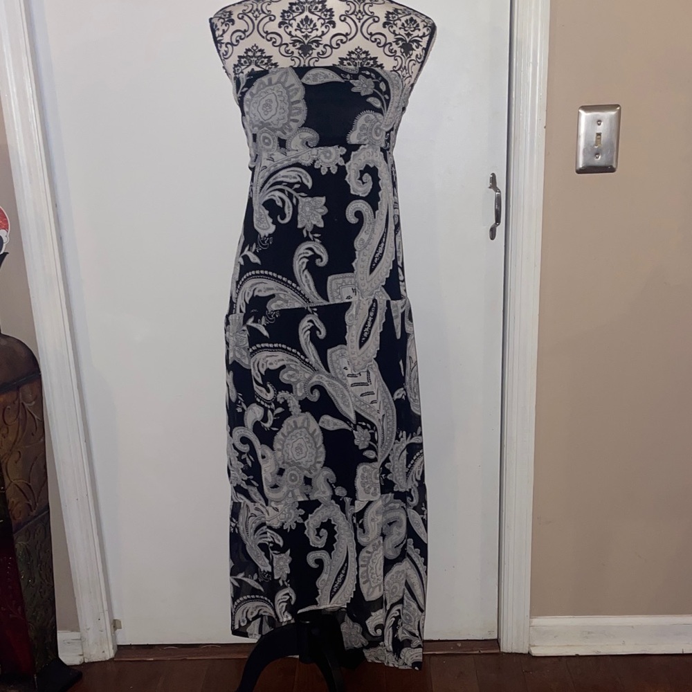 Old Navy Black and Gray Strapless Dress